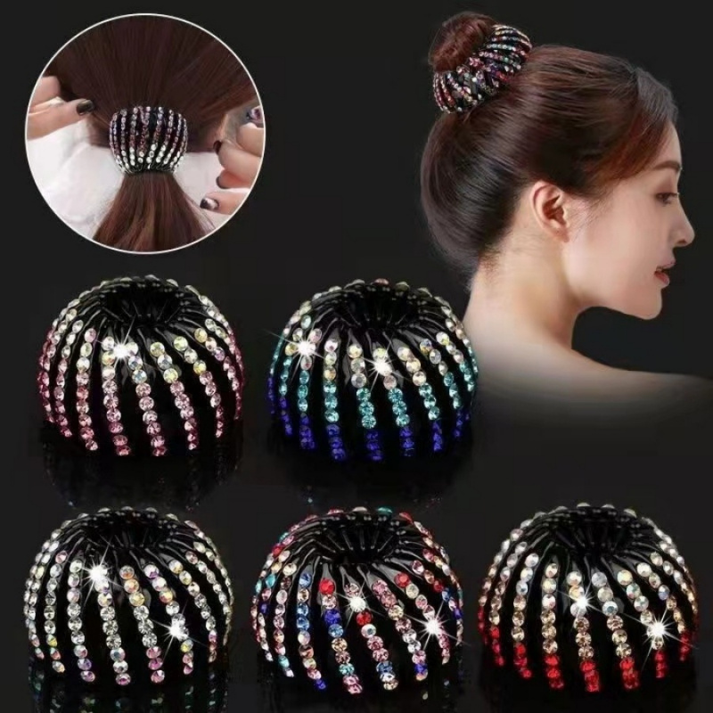 Smart Home Nest - 1pc Rhinestone Hair Bun Holder Adjustable