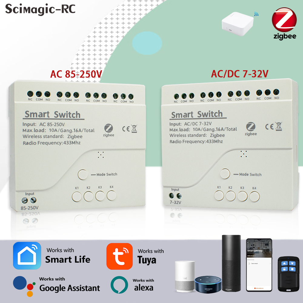 Smart Home Google Assistant - 4CH Zigbee Tuya Smart Home Relay