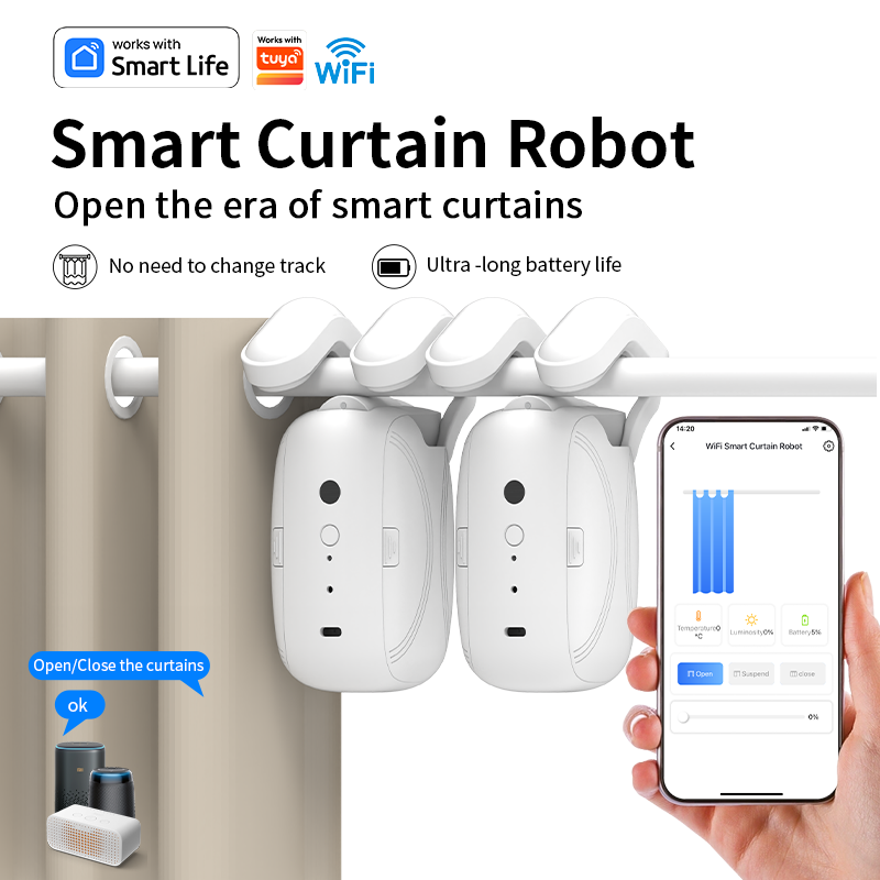 Smart Curtain Robot - 2pcs Wi-Fi Smart Curtain Robot with