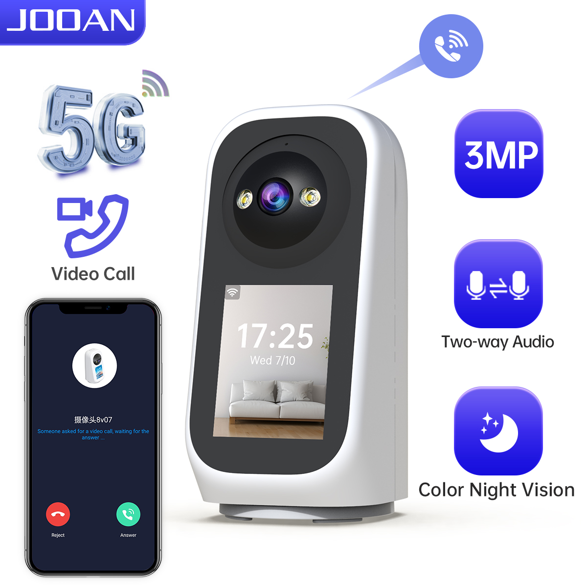 Smart Home Battery Camera Ezviz - JOOAN 3MP PTZ 5G Wifi Camera